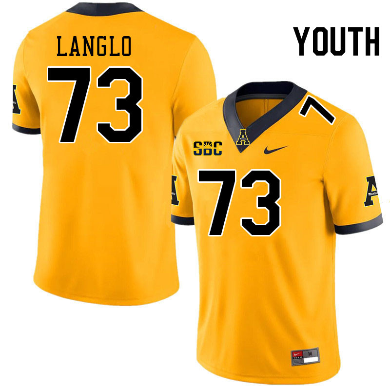 Youth #73 Garner Langlo Appalachian State Mountaineers College Football Jerseys Stitched-Gold